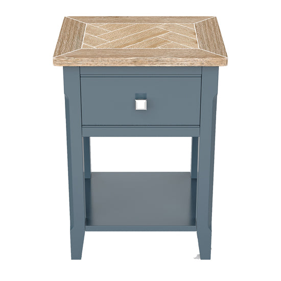 Signature Wooden Lamp Table With 1 Drawer In Blue