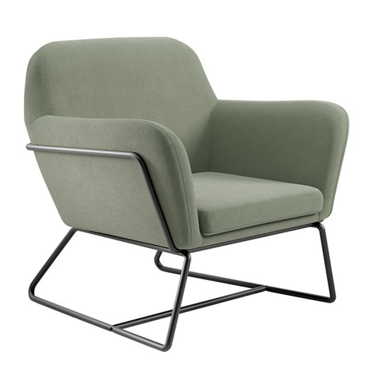 Charles Velvet Armchair In Sage With Matte Black Legs