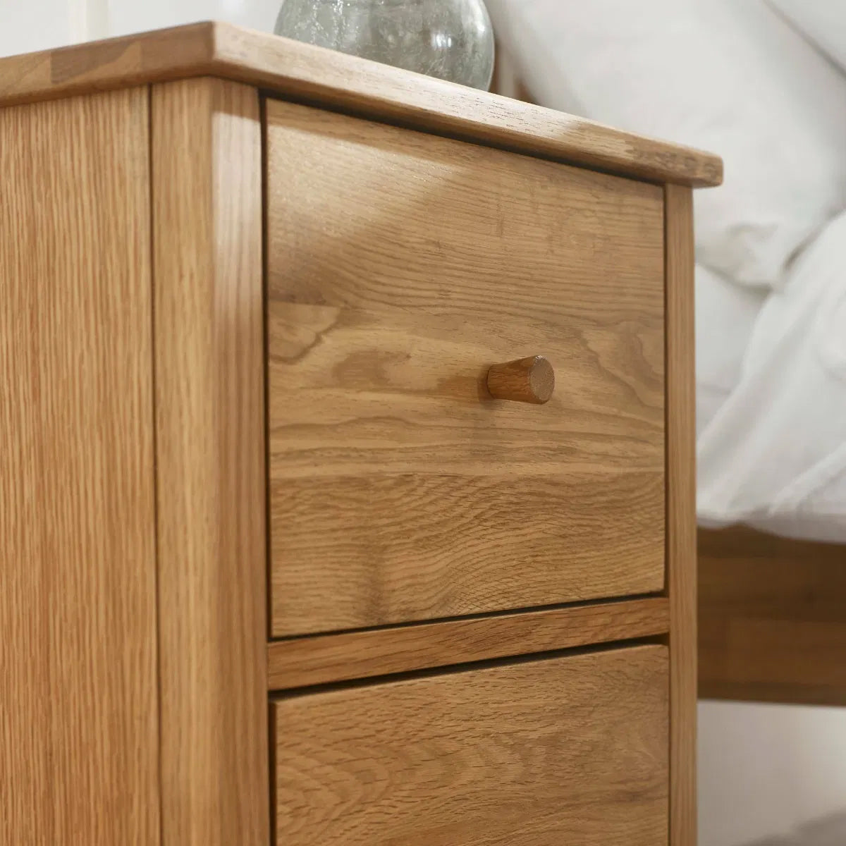 Coxmoor Wooden Bedside Cabinet With 2 Drawers In Oak