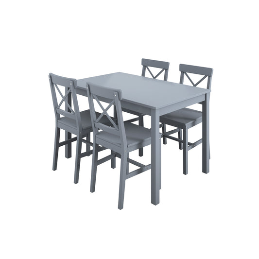 Crawford Wooden Dining Table With 4 Chairs In Anthracite Grey