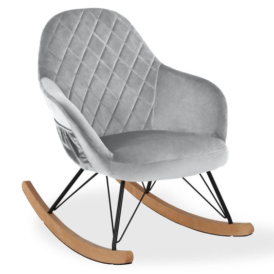 Dahlia Velvet Nursery Rocking Chair In Grey