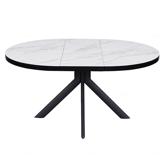 Danello Extending Ceramic Dining Table In White And Sunset Cloud Vein