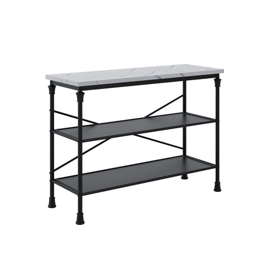 Fairmont Wooden Console Table In White Marble Effect