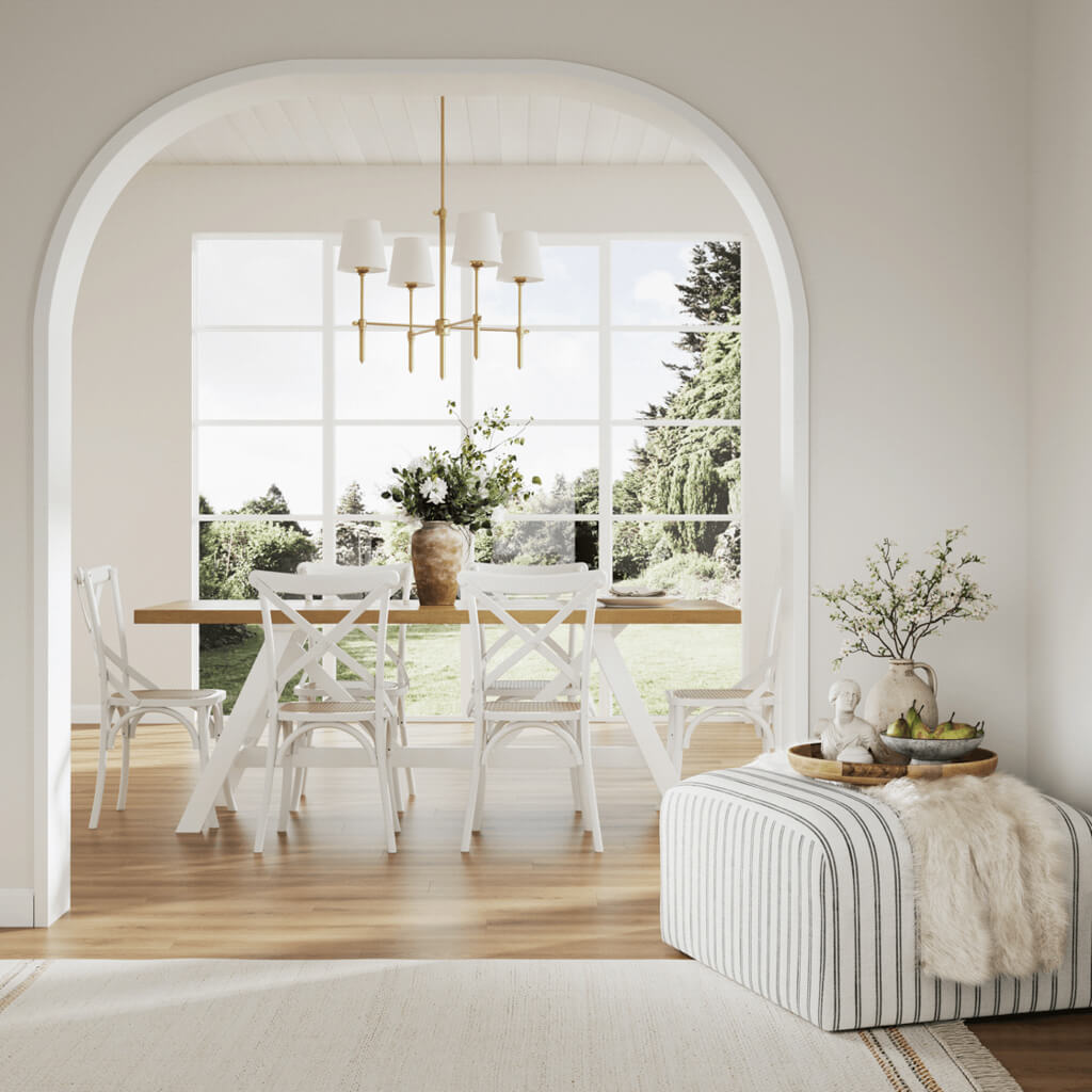 Fitzroy Wooden Dining Chair In White With Cane Seatpad