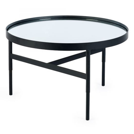 Franki Mirrored Glass Coffee Table With Black Metal Frame