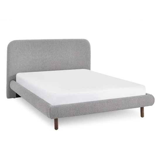 Hannah Boucle Fabric King Size Bed In Grey