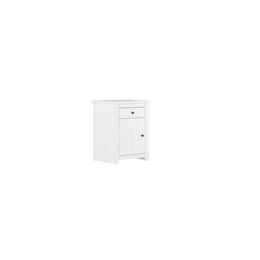 Havana Wooden Bedside Cabinet With 1 Door And 1 Drawer In White