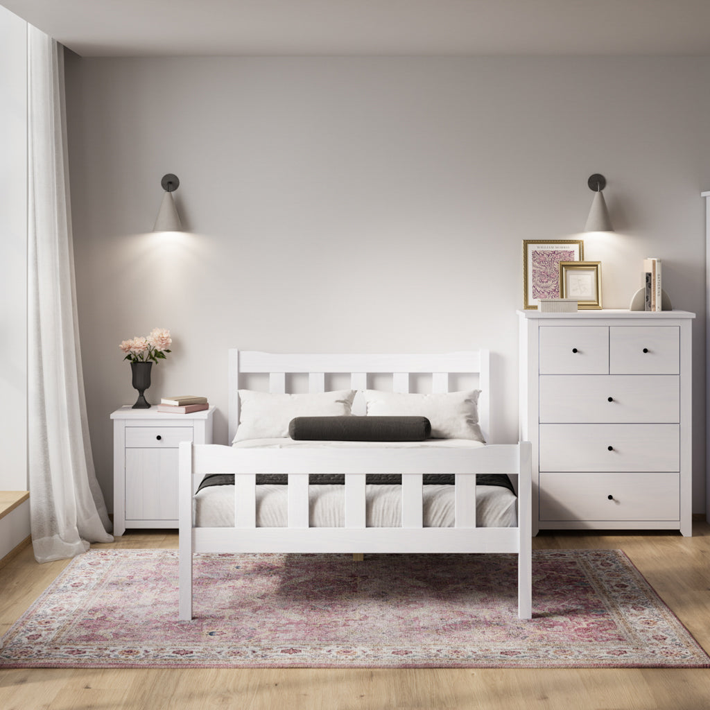 Havana Wooden Chest Of 5 Drawers In White