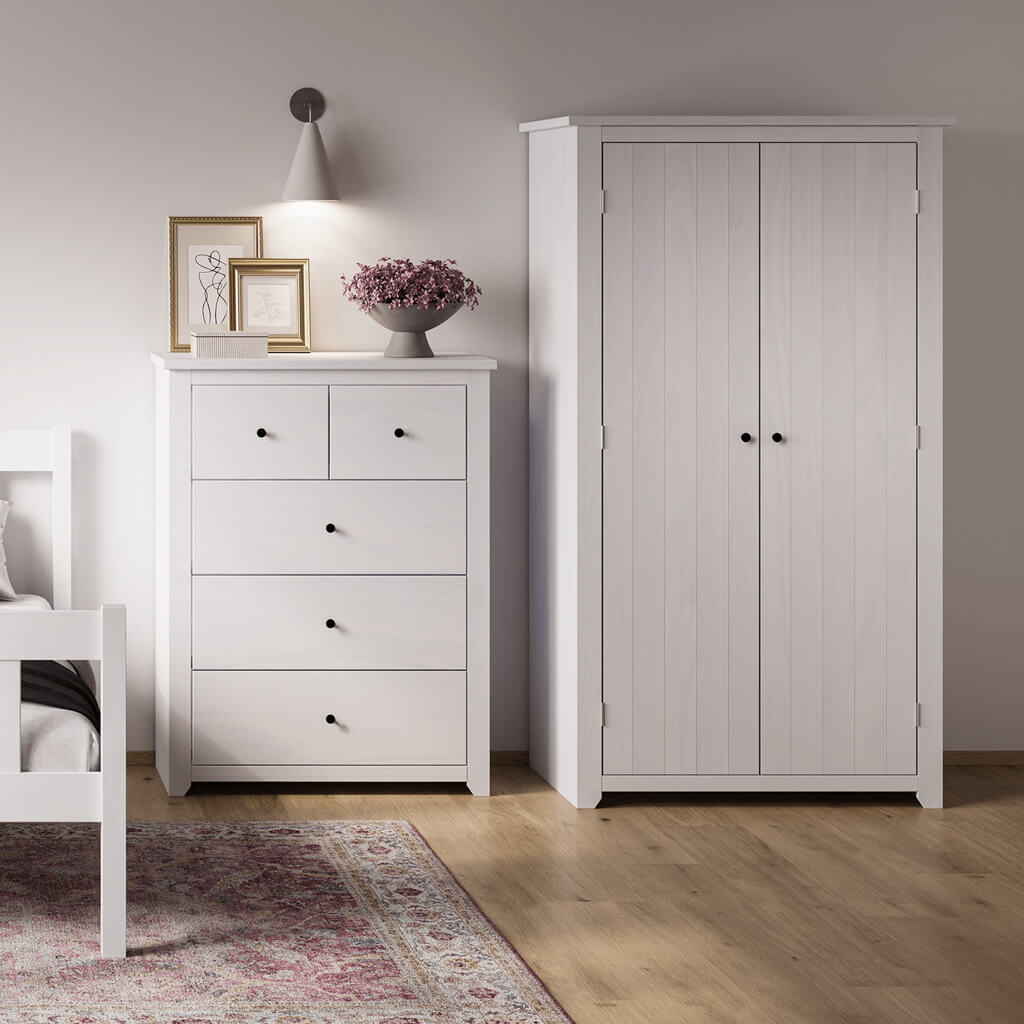 Havana Wooden Wardrobe With 2 Doors In White