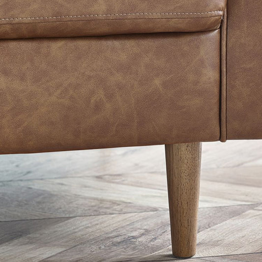 Henley Faux Leather 2 Seater Sofa With Bolsters In Brown Tan