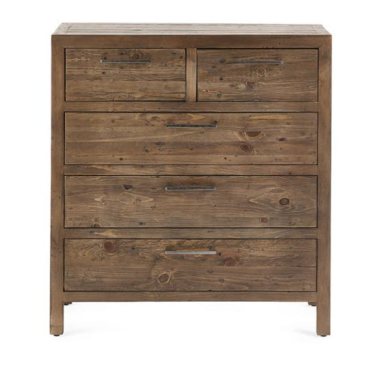 Heritage Wooden Chest Of 5 Drawers In Reclaimed Pine