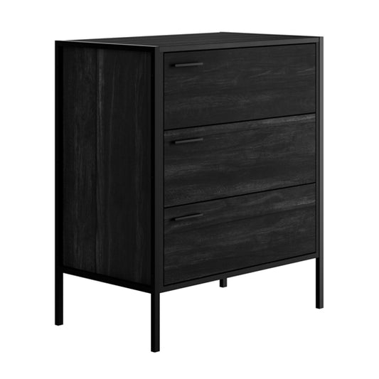 Hoxton Wooden Chest Of 3 Drawers In Black