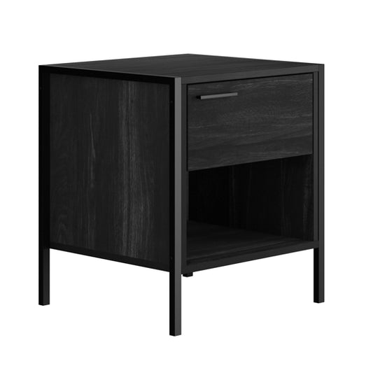 Hoxton Wooden Bedside Cabinet With 1 Drawer In Black