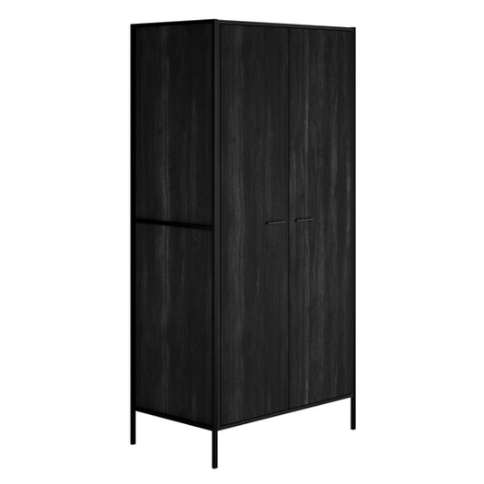 Hoxton Wooden Wardrobe With 2 Doors In Black