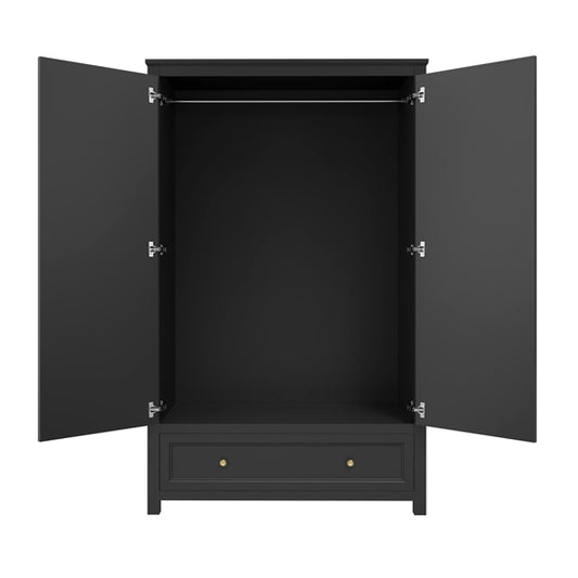 Ives Wooden Wardrobe With 2 Doors In Black