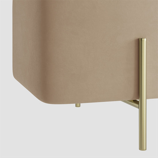Lola Velvet Storage Ottoman In Beige With Brushed Gold Legs