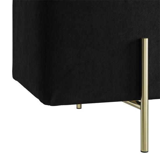 Lola Velvet Storage Ottoman In Black With Brushed Gold Legs