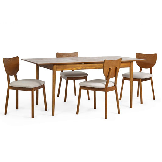 Lowry Extending Wooden Dining Table With 4 Chairs In Cherry