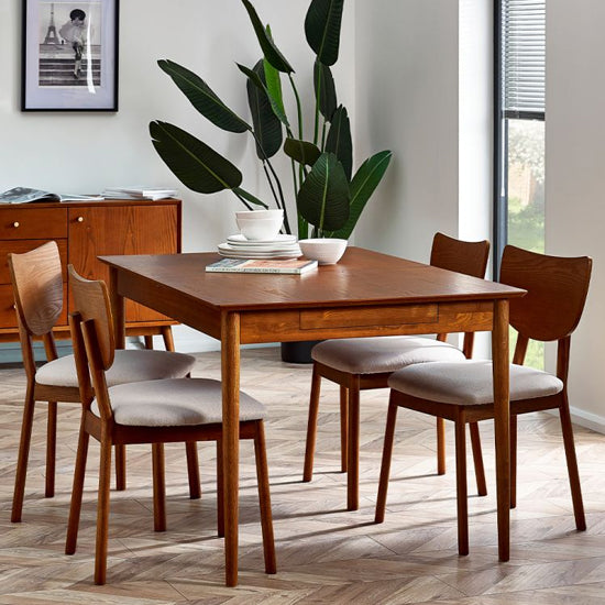 Lowry Extending Wooden Dining Table With 2 Drawers In Cherry