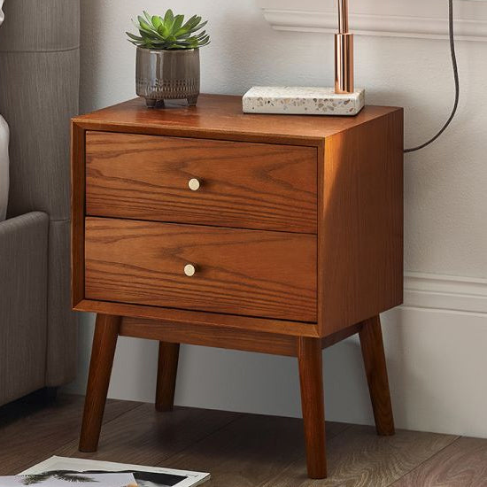 Lowry Wooden Bedside Cabinet With 2 Drawers In Cherry