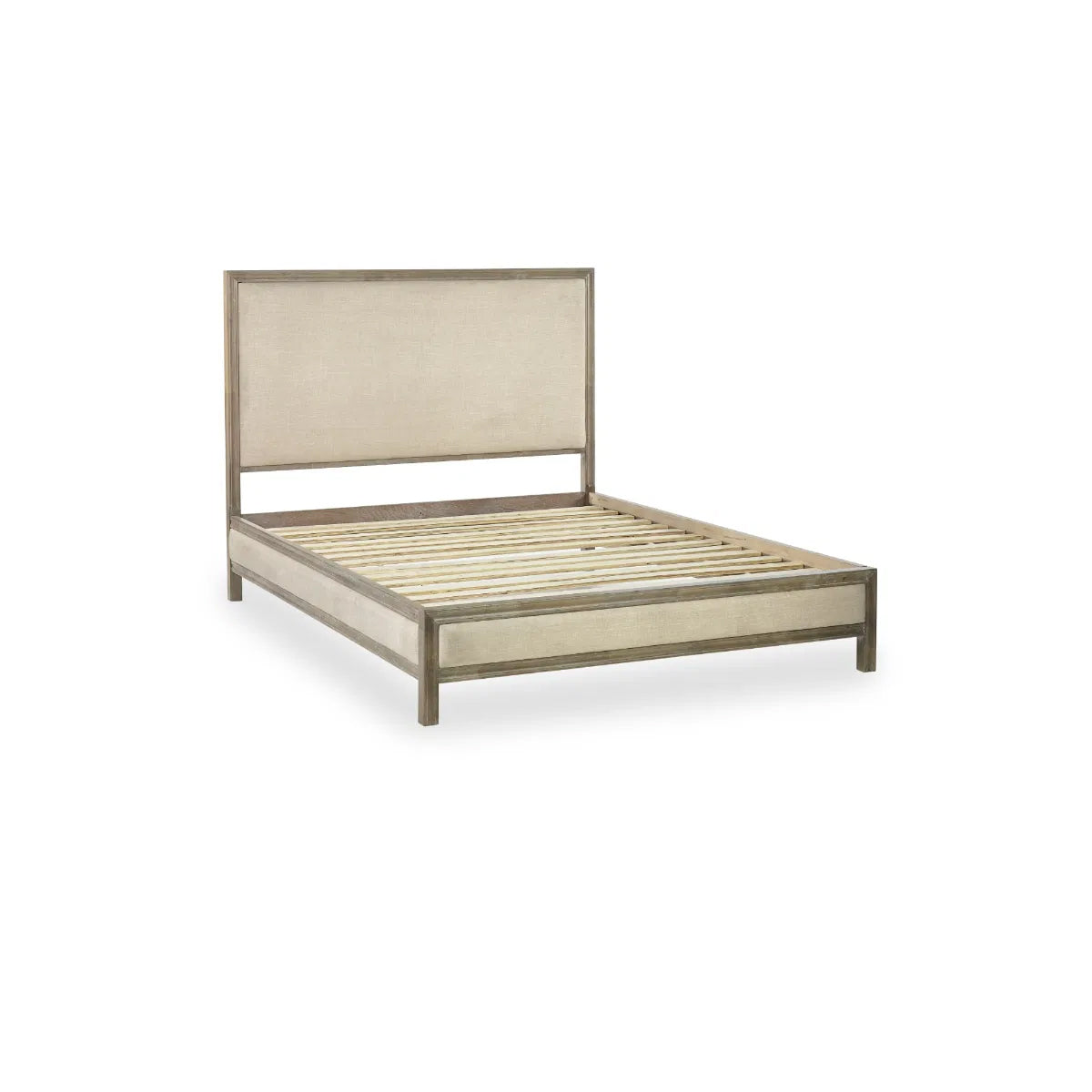 Lucie Wooden Double Bed In Ivory And Limed Oak