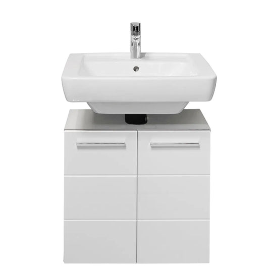 Mandy High Gloss Under Sink Bathroom Cabinet With 2 Doors In White