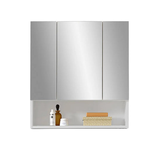 Mandy High Gloss Mirrored Bathroom Cabinet With 3 Doors In White