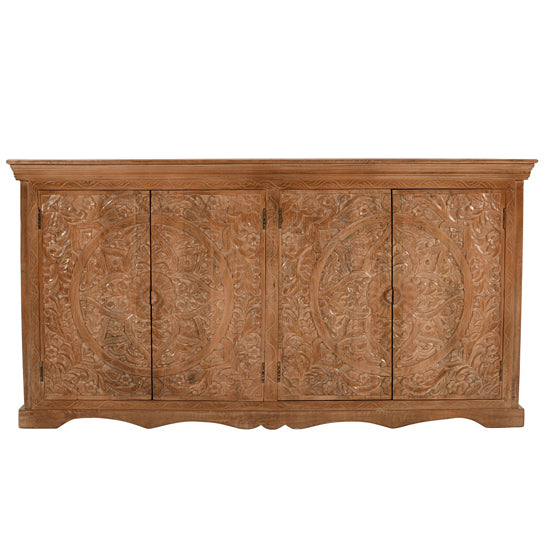 Artwork Solid Mango Wood Sideboard With 4 Doors In Oak