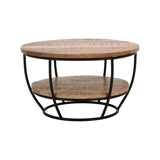 Surrey Solid Mango Wood Coffee Table With Shelf In Rough Swan