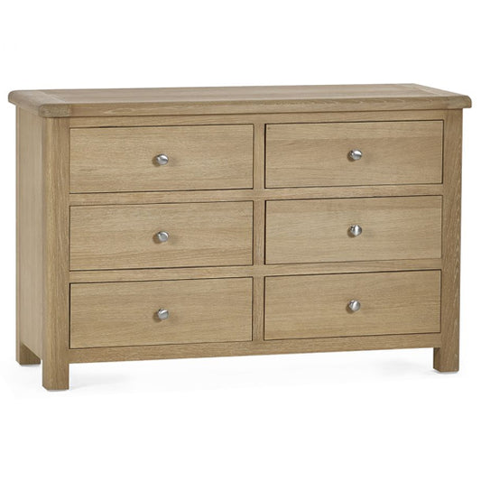 Memphis Wooden Chest Of 6 Drawers Wide In Limed Oak