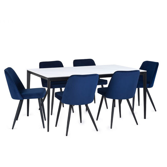 Miami Rectangular Sintered Stone Dining Table In White