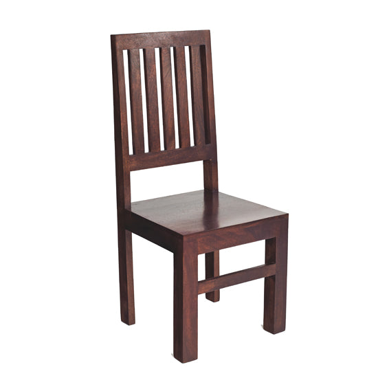 Toko Dark Mahogany Solid Mango Wood Slat Back Dining Chairs In Pair