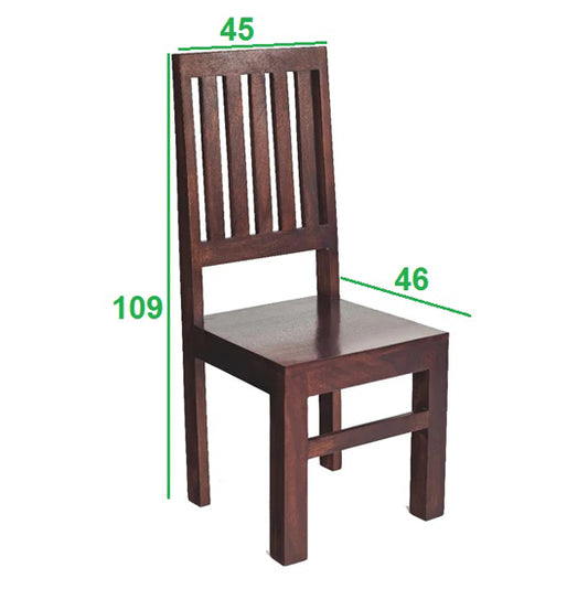 Toko Dark Mahogany Solid Mango Wood Slat Back Dining Chairs In Pair