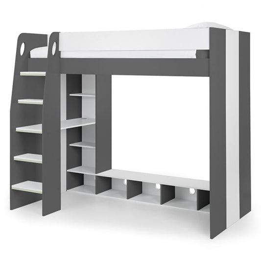 Nebula Wooden Gaming Bunk Bed In Charcoal And White