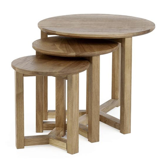 Nidri Wooden Nest Of 2 Tables In Solid Oak