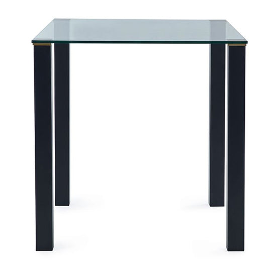 Piero Square Clear Glass Dining Table With Metal Legs