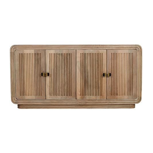 Hudson Carved Mango Wood Large Sideboard With 4 Doors In Natural Oak