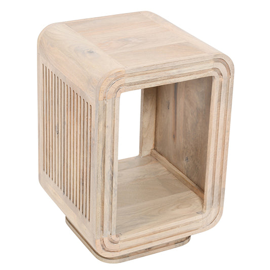 Hudson Carved Mango Wood Side Table In Natural Oak