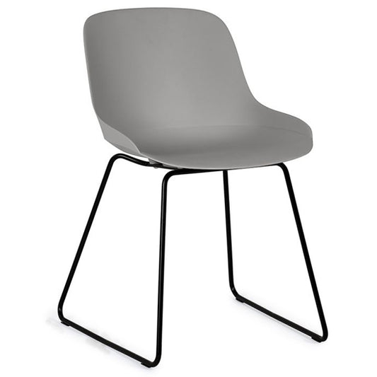 Rocco Light Grey Plastic Dining Chairs In Pair