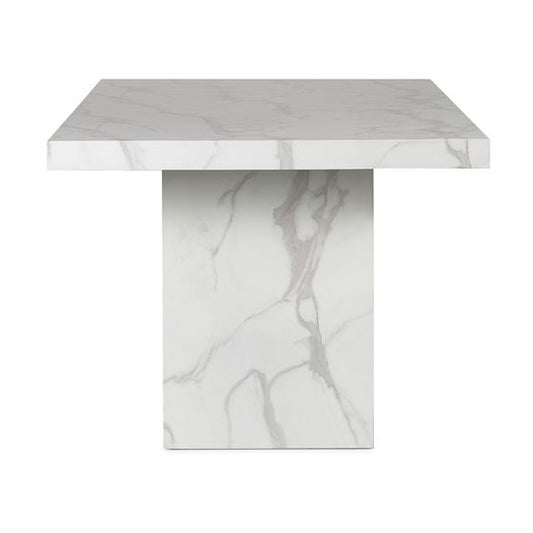 Rome Wooden Dining Table In White Marble Effect