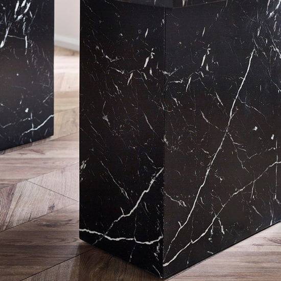 Rome Wooden Dining Table In Black Marble Effect