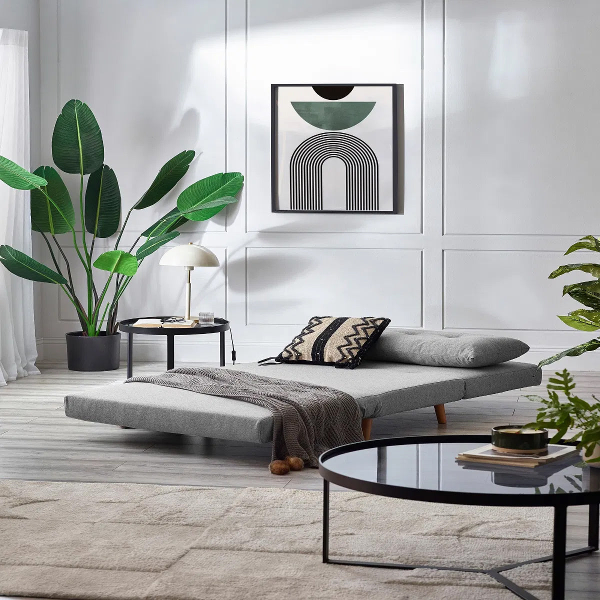 Rowan Fabric Single Sofa Bed In Grey
