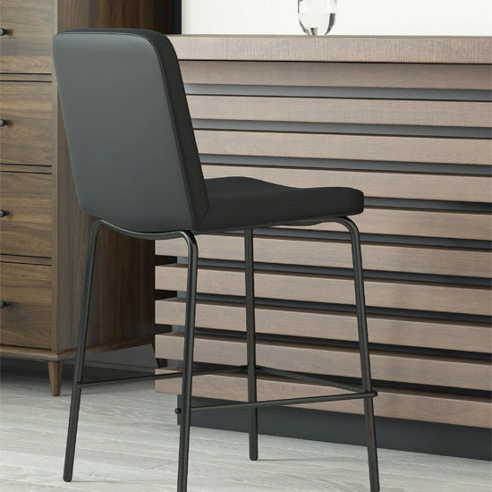 Corey Faux Leather Counter Bar Stool In Black