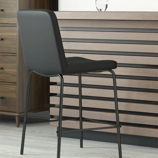 Corey Faux Leather Counter Bar Stool In Black