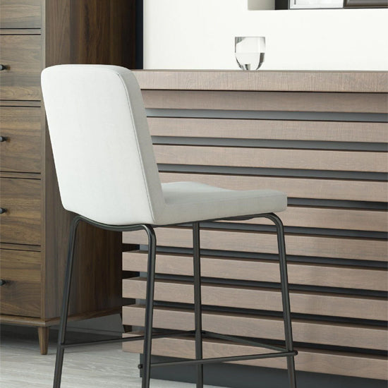 Corey Linen Fabric Counter Bar Stool In Grey