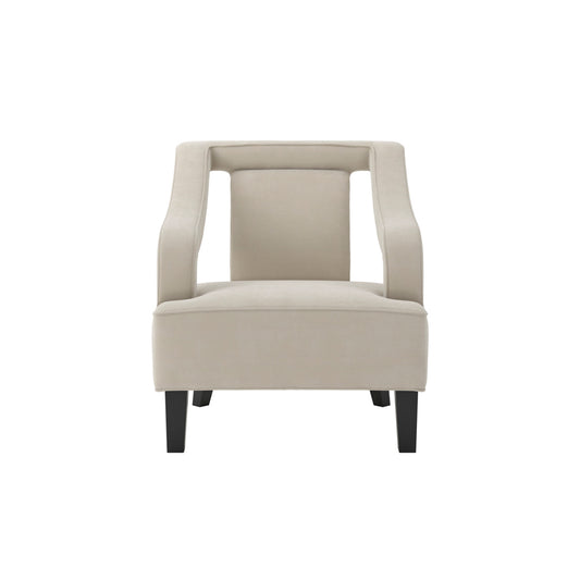 Sofia Velvet Armchair In Ivory With Matte Black Legs