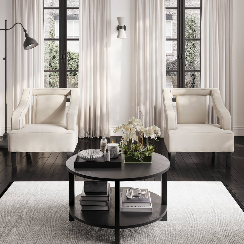 Sofia Velvet Armchair In Ivory With Matte Black Legs