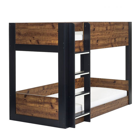 Solomon Wooden Bunk Bed In Rustic And Black