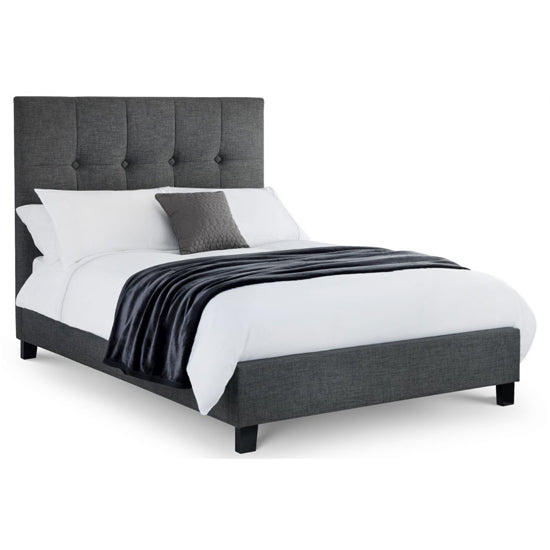 Sorrento Linen Fabric High Headboard Super King Size Bed In Slate Grey