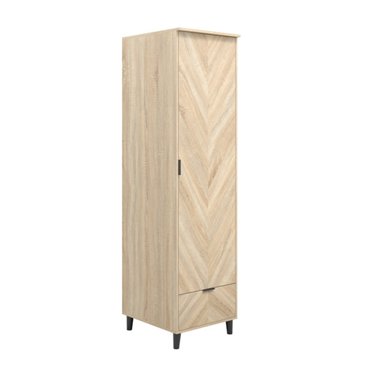 Stockholm Chevron Wooden Wardrobe With 1 Door In Sonoma Oak